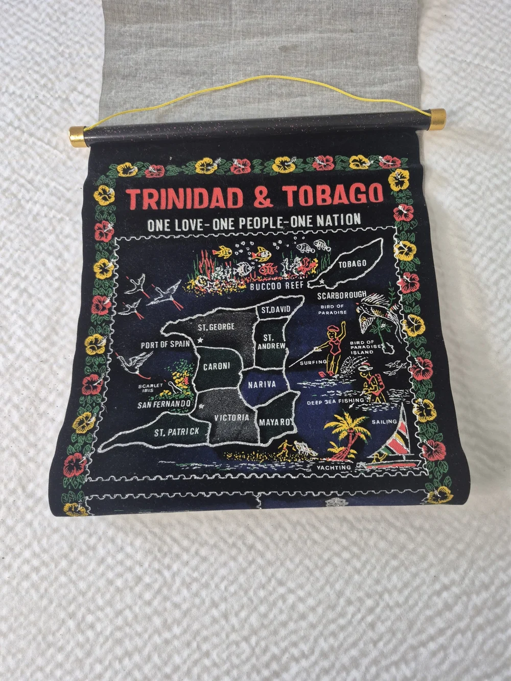 Trinidad & Tobago Black Embroidered Wall Hanging by